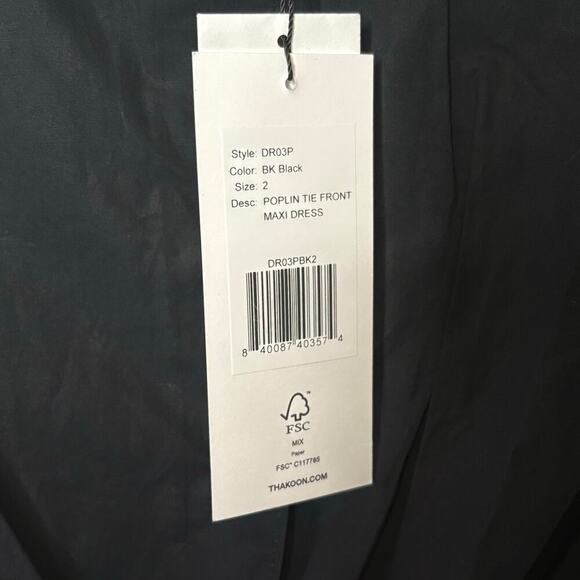 Thakoon Collared Short Sleeve Cotton Black Maxi Dress Womens Size 2 - Picture 8 of 11